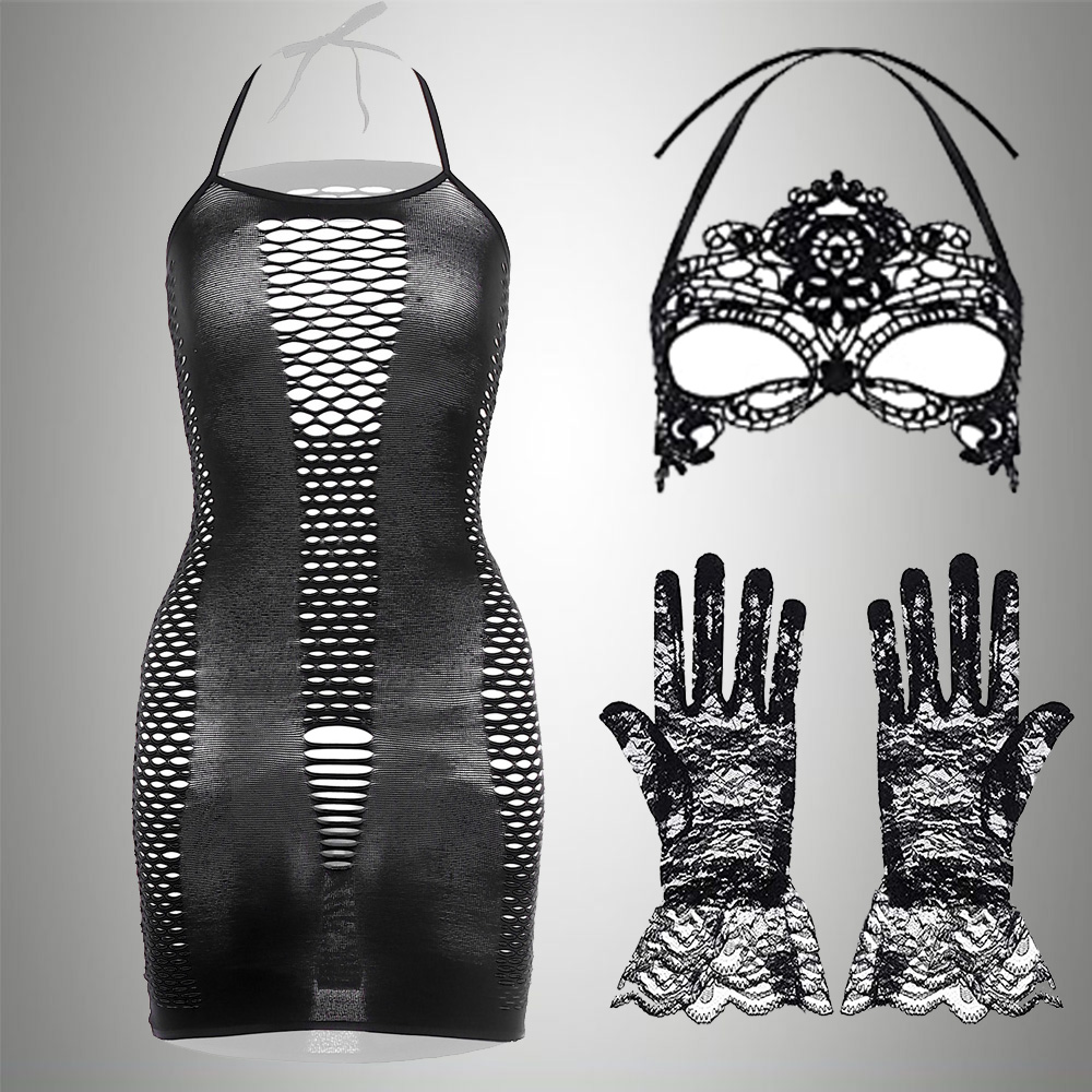 3 IN 1 Set Exotic Dress+Mesh J - огляд і ціна Bodystocking Fishnet