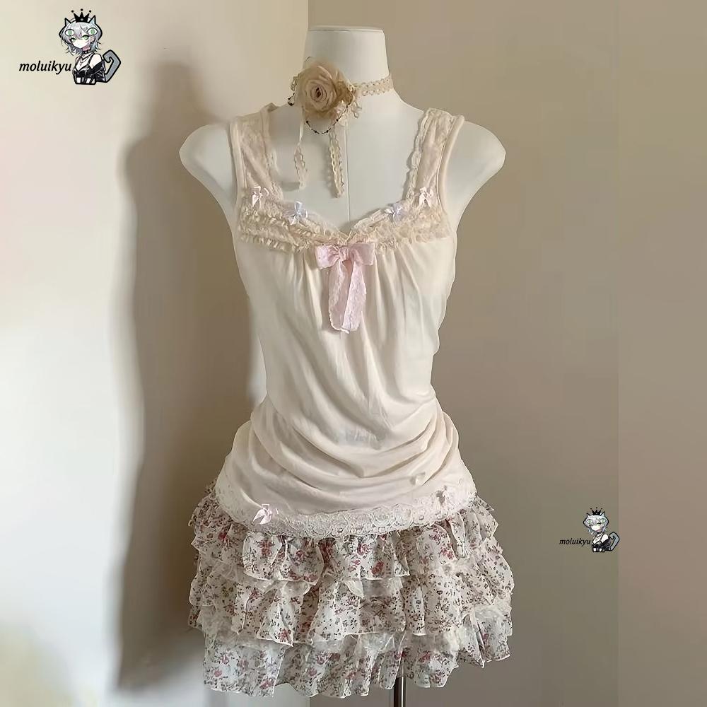 Women Y2K 2Pcs Outfit Set Lace - огляд і ціна Cami Top Lace