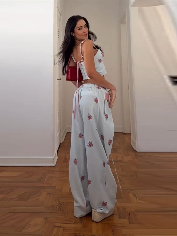 Y2K Floral Printed 2 Pcs Set S - огляд і ціна Cami Top Lace