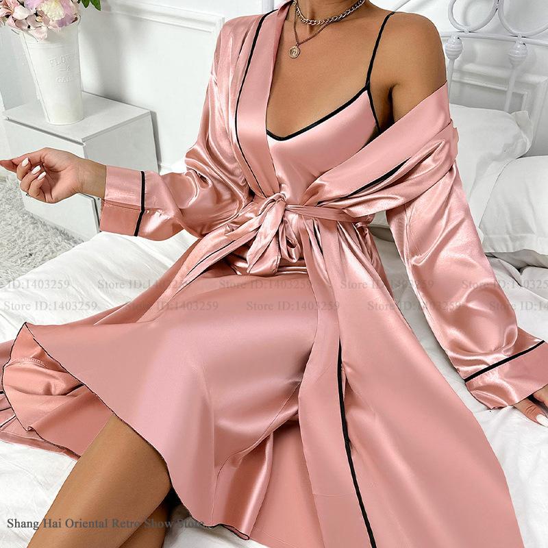 Sexy Long Twinset Robe Set Che - огляд і ціна Robe Silk Women