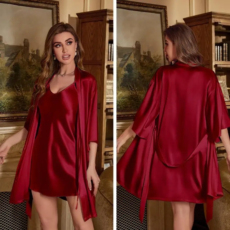 2PC Robe Suit Women Rayon Bath - огляд і ціна Robe Silk Women